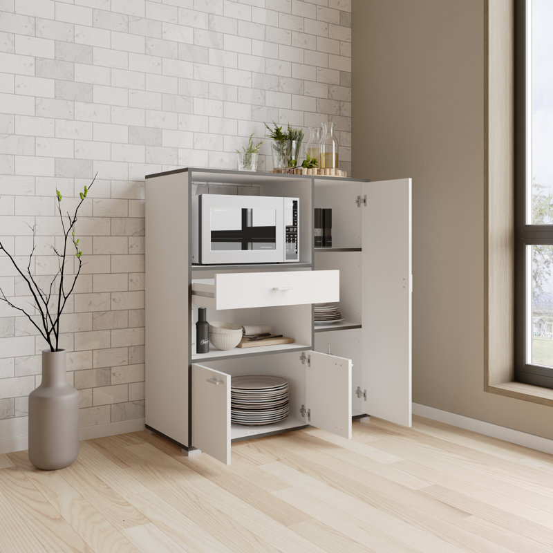 101cm Kitchen Pantry, Matt White/Black