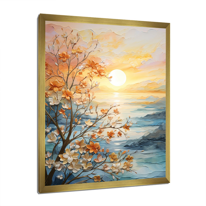 Impression sur toile Ivoneta Bold Sunrise Eernal Renewal I - lever et coucher de soleil, Cadre photo unique, Doré