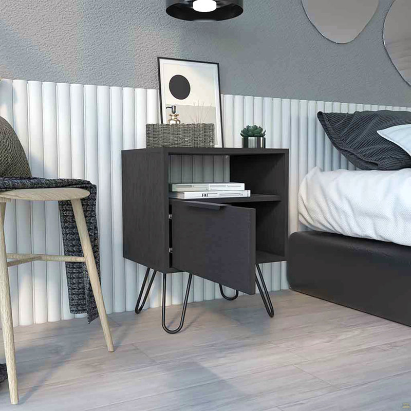 Nightstand Skyoner, Single Drawer, Black