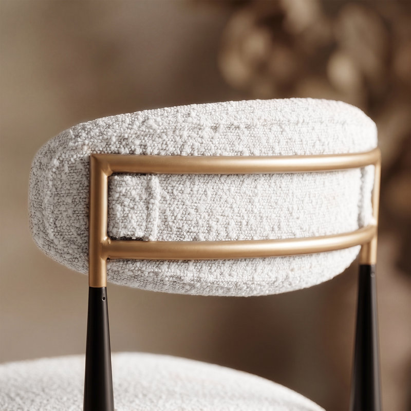 Chaises de salle à manger rembourrées Boucle, Beige, Noir