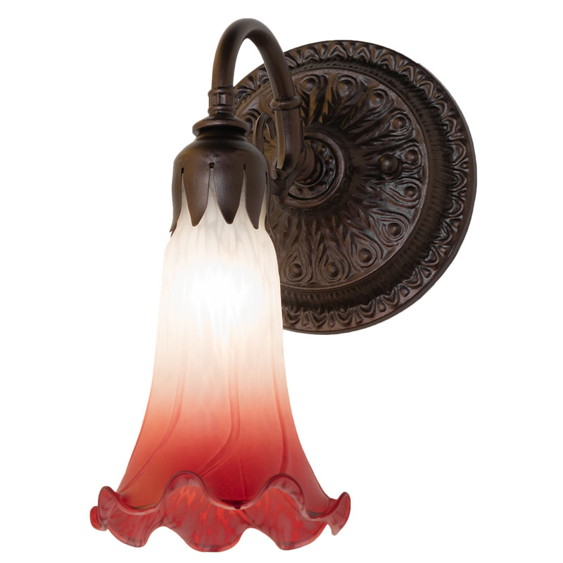 Neriman   1 - Light Armed Sconce, Mahogany Bronze, Pink/White