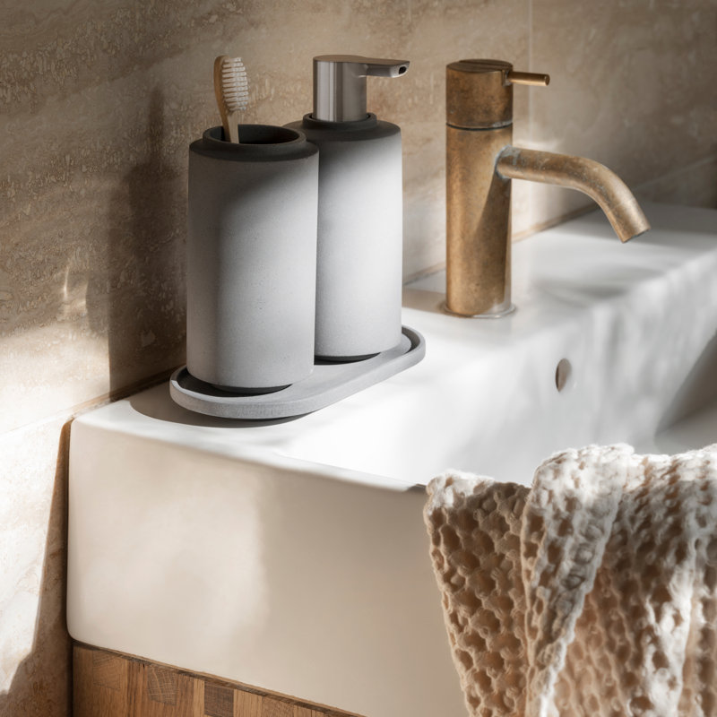 CRETO Concrete Bathroom Accessory Set - Lily White, Lily White