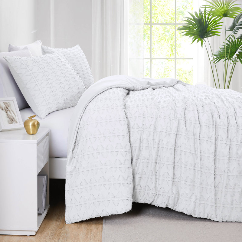 Ensemble de housse de couette en microfibre à motif de jacquard Bali Collection Bali, Blanc