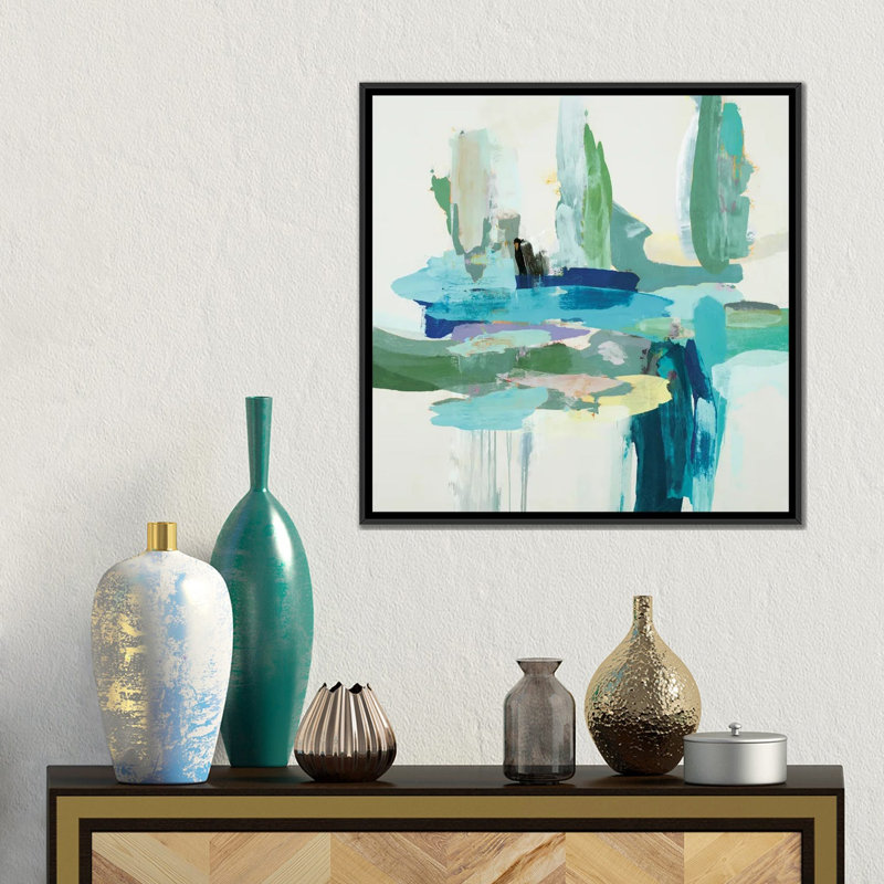 Synergy II - bleu et bleu sarcelle 6 pièces, Cadre flottant noir, H 37 po x l 37 po