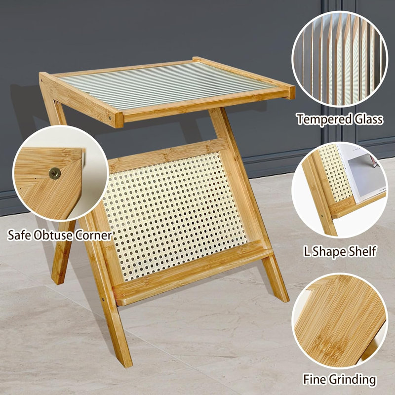 Table de bout Gaelle, H 21,73 po x l 17,13 po x P 14,41 po, Naturel