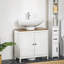 Armoire de salle de bain autoportante avec tablette réglable et portes doubles, solution de rangement durable et imperméable