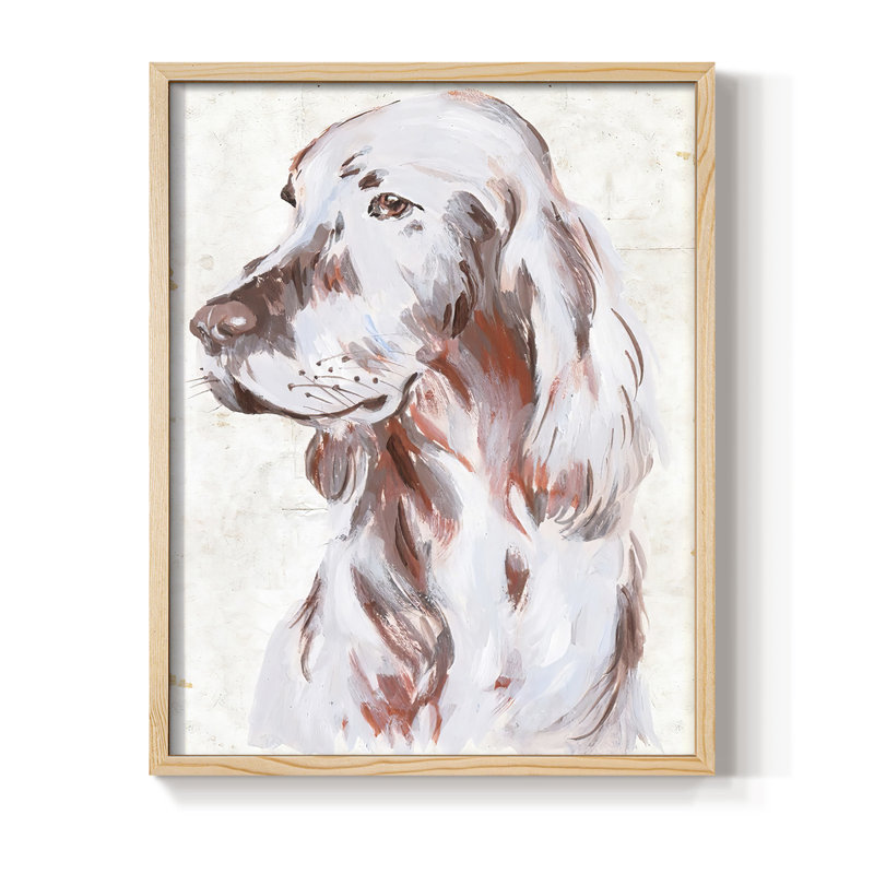 «Sitting Dog III», reproduction encadrée - bois massif, Naturel
