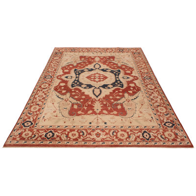 Tapis rectangulaire unique en laine 9 pi 8 po x 13 pi 7 po Alanyah