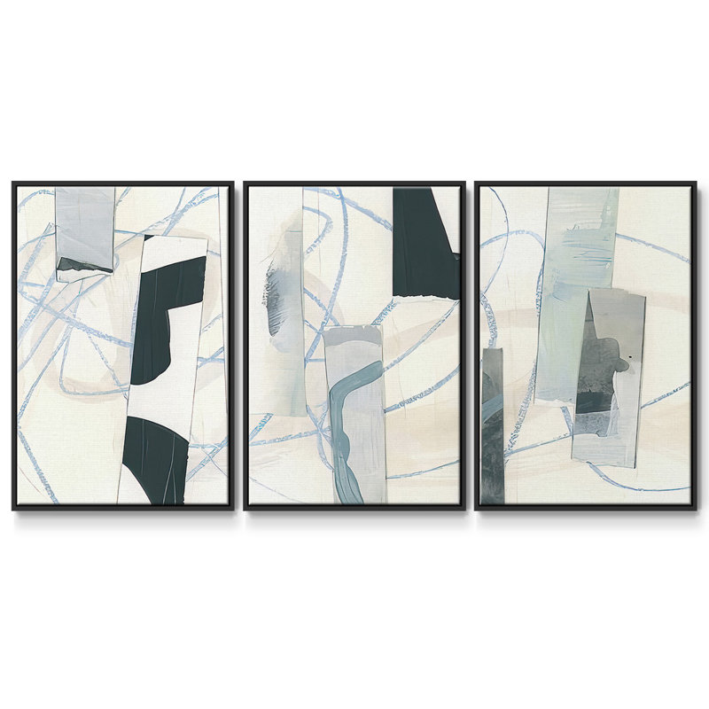 Ice Twine I - 3 pièces, reproduction encadrée sur toile, Noir, H 40 po x l 78 po x P 2 po