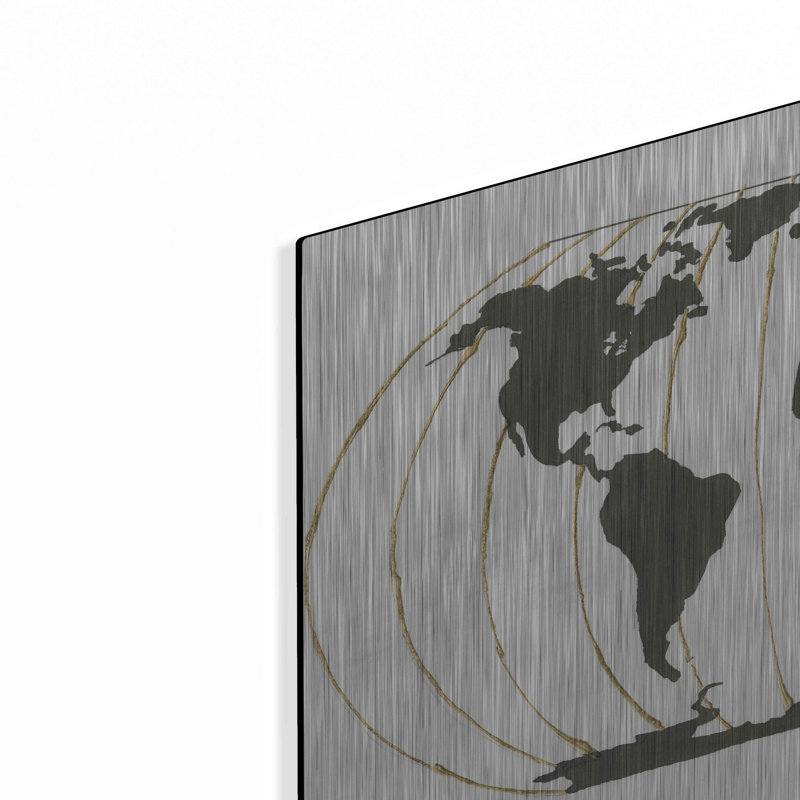 «World Map Gold Lines» par Chris Paschke, H 16 po x l 24 po