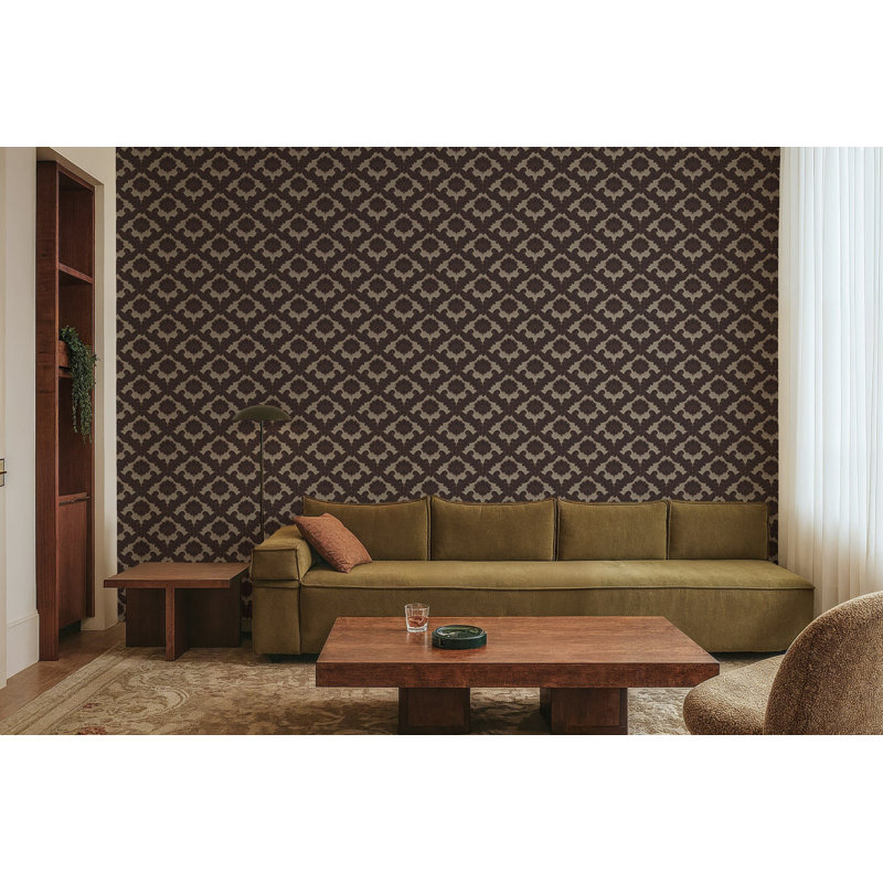 Drawing Room Leaf - Maroon Wallpaper