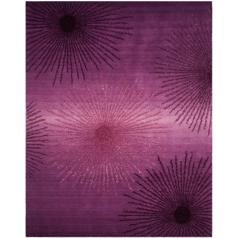 Tapis Amier Floral en laine et viscose, tuftÃ© Ã  la main, Rectangle 7 pi 6 po x 9 pi 6 po