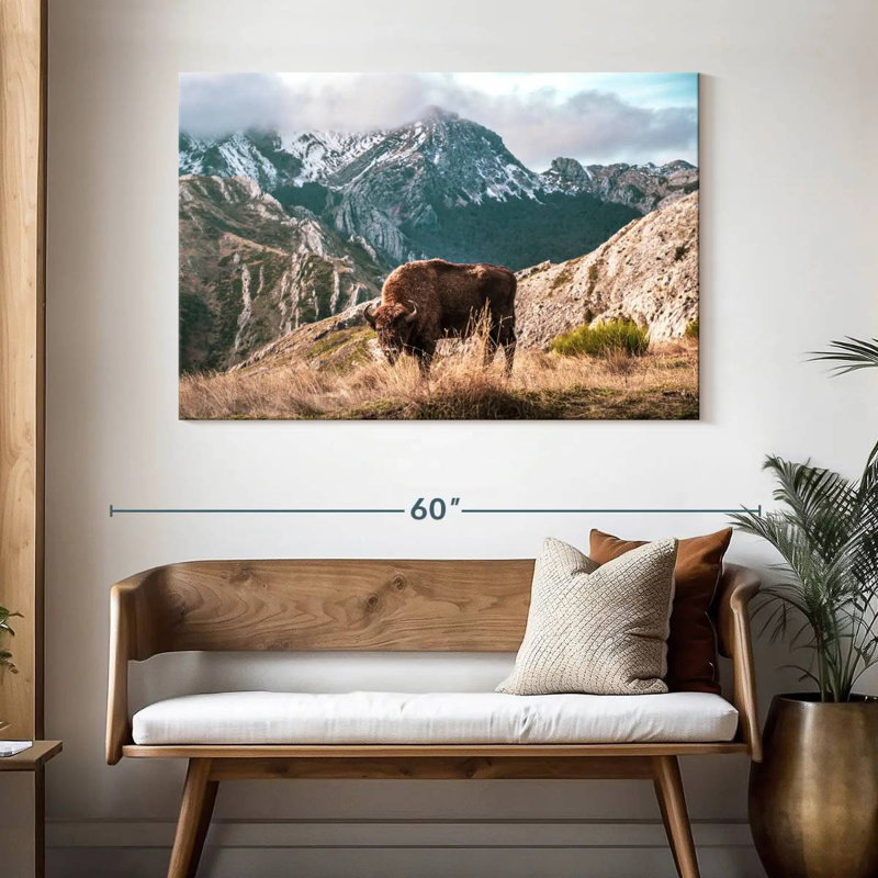 Brampt Bison Lost In The Mountains, 32" H x 48" W