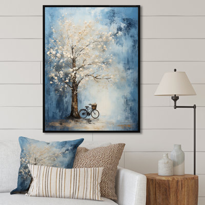 Indigo Intrigue arbre blanc sur toile