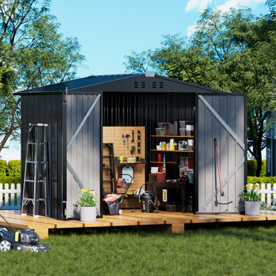 Shed Outdoor Storage Shed Metal,Lockable Door Tool Sheds With Sloping Roof,Steel Garden Shed With Air Vent For Backyard,Patio,Lawn,Poolside