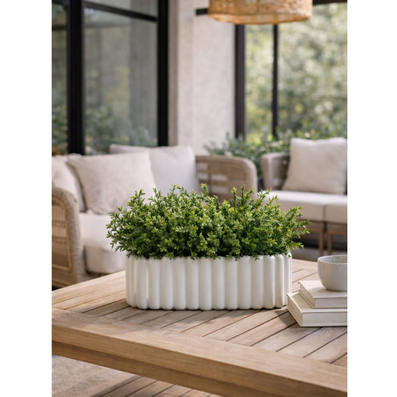 Faux Greenery Arangement in White Planter