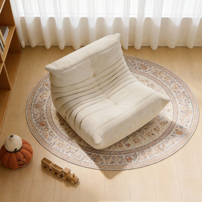 Beige Velvet Two-Seater Armchair, 130cm Soft Curved Shape with High-Density Foam, No Internal Frame Fast Dispatch From UK Warehouse – Dispatched Within 2 Days