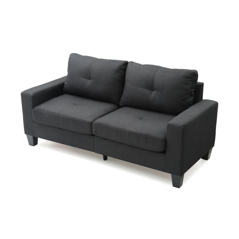 Vegas Square Arm Sofa, Black Faux Leather