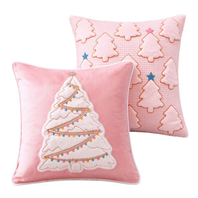 Housse de coussin décorative en velours de 45 cm (18 pouces) avec motif sapin de Noël, taie d'oreiller 3D moelleuse et broderie étoile.