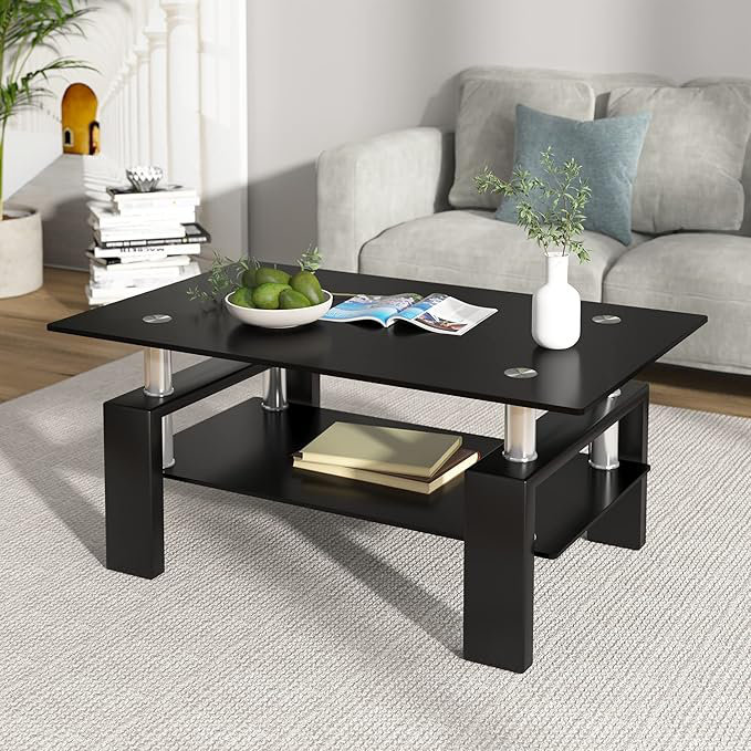 Rectangle Black Glass Coffee Table