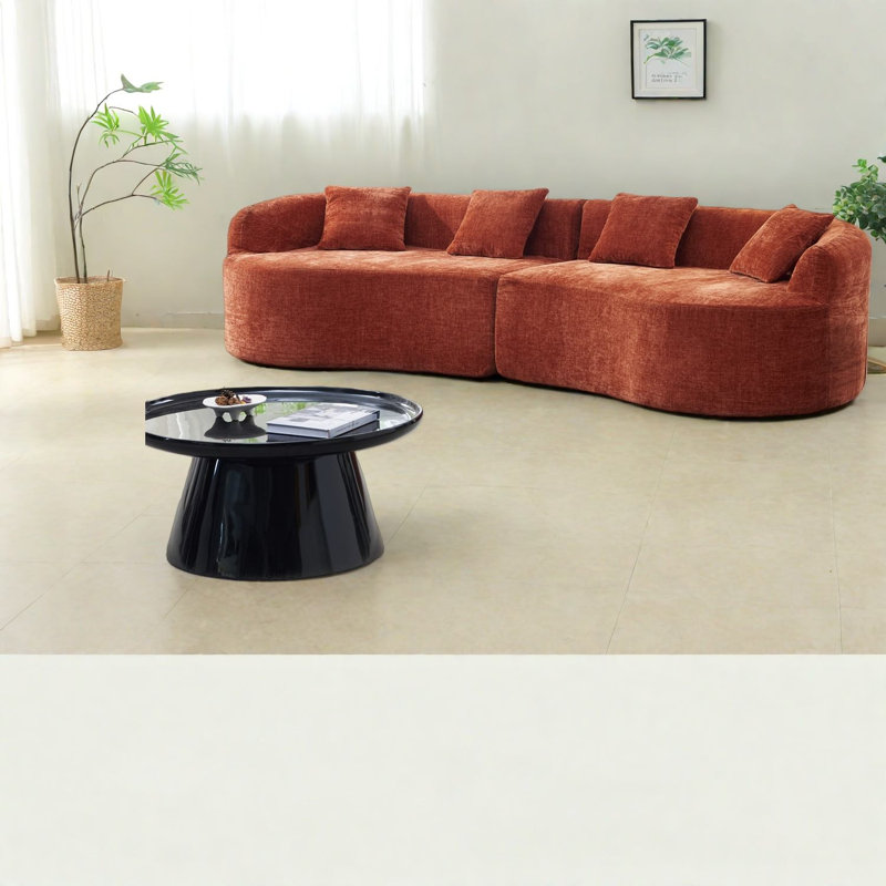 Canapé incurvé confortable en chenille, canapé moderne sans assemblage pour la maison