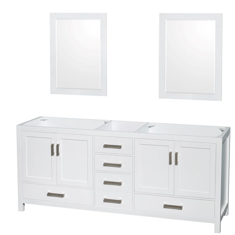 Sheffield 79" Double Bathroom Vanity Base Only, White