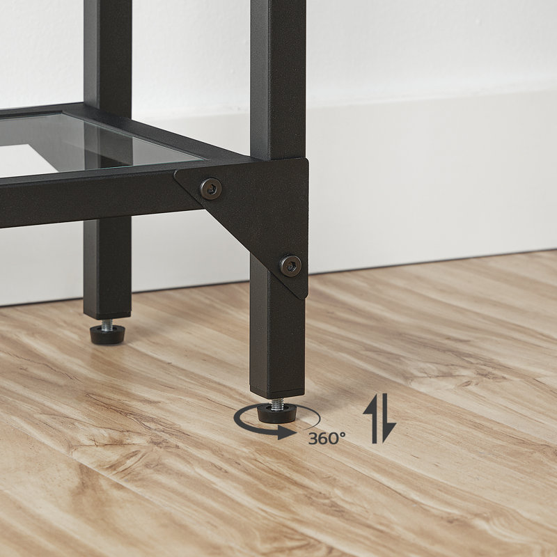 Karmakar 100cm Glass Top Console Table, Black