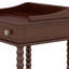 Table de chevet avec tiroir, tablette ouverte, pieds tournés et poignée en métal, design rétro pour la chambre à coucher