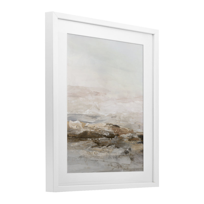 «Mute Horizon in Neutrals», reproduction encadrée sous verre, conception de Hazel J., H 16 po x l 13 po, Cadre blanc côtier