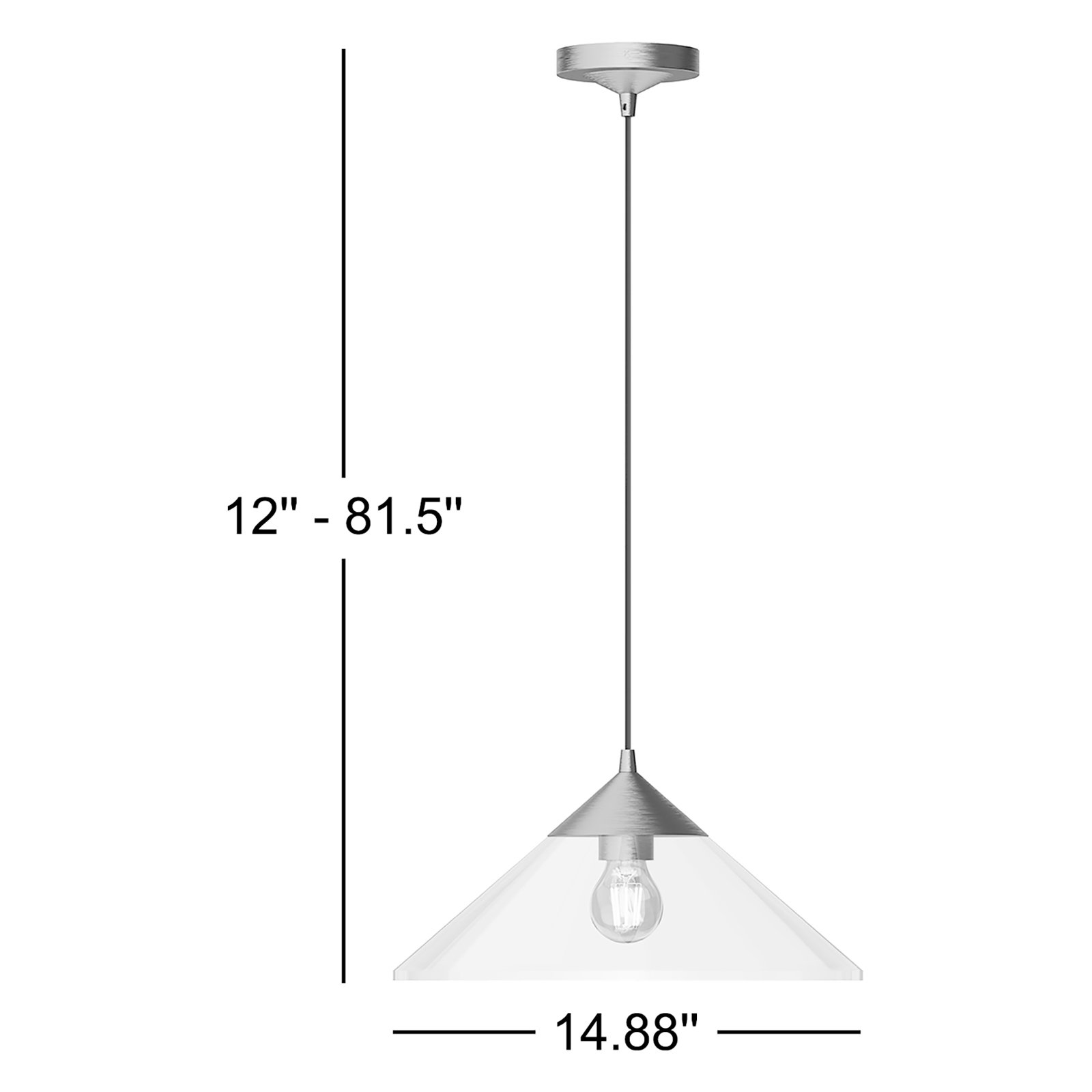 Johnson Single Light Glass Steel Pendant, Matte Black/Smoked