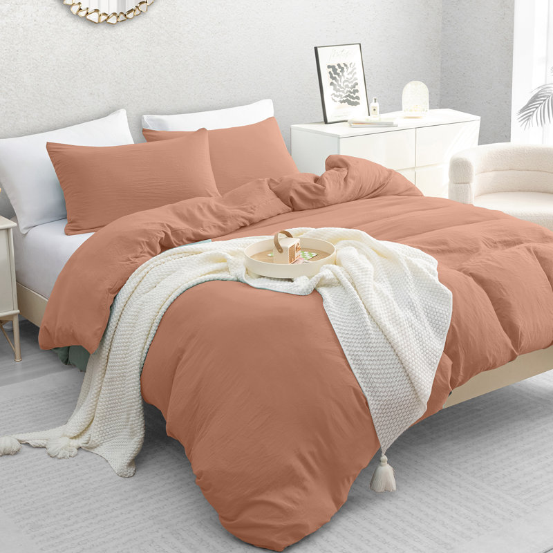 Microfiber Solid Colour Duvet Cover Set, Rose, Double (200cm x 200cm)