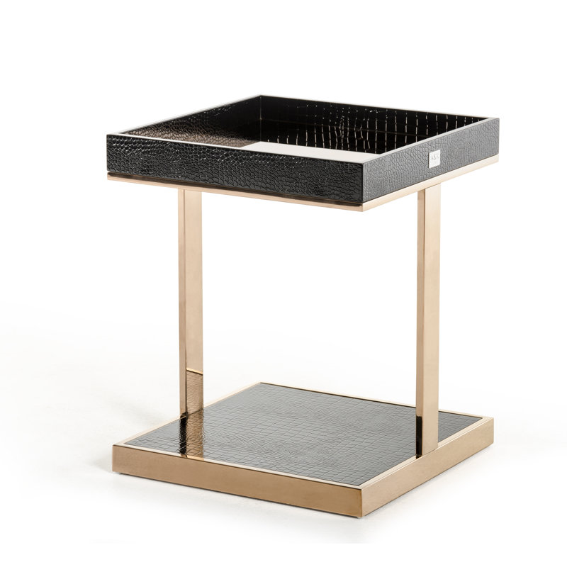 Felix Mirrored Glass Top End Table