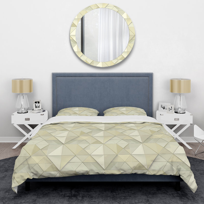 Ensemble de housse de couette Beige crème Modern Triangle III - Modern, Housse de couette très grand et 2 très grandes t