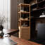 Grande armoire de rangement avec porte à volets et 3 tablettes, armoire de rangement autoportante en lin