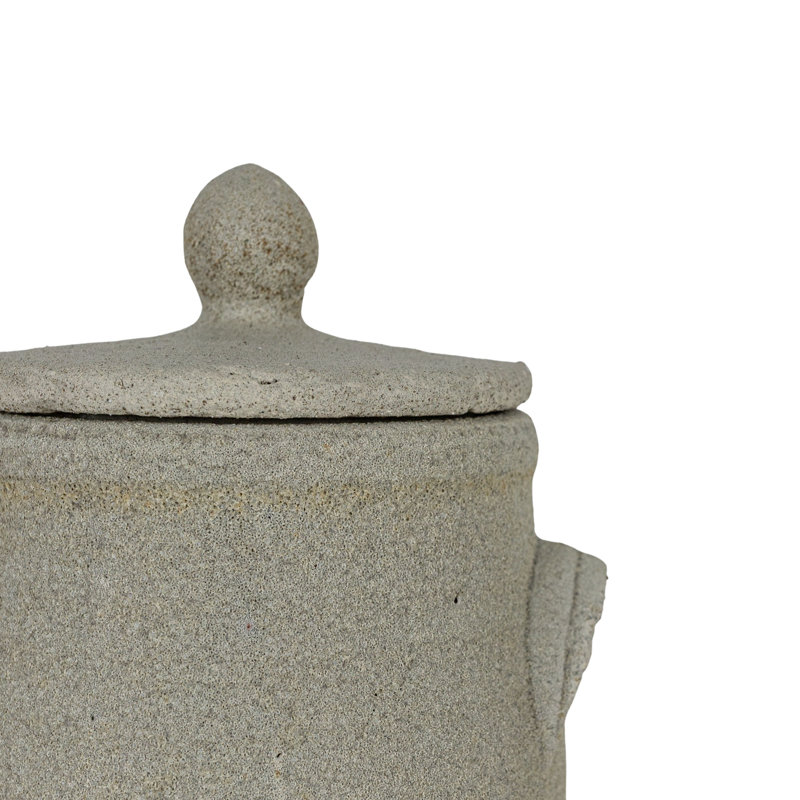 Pot en terre cuite gris patiné avec couvercle Foreside Home & Garden