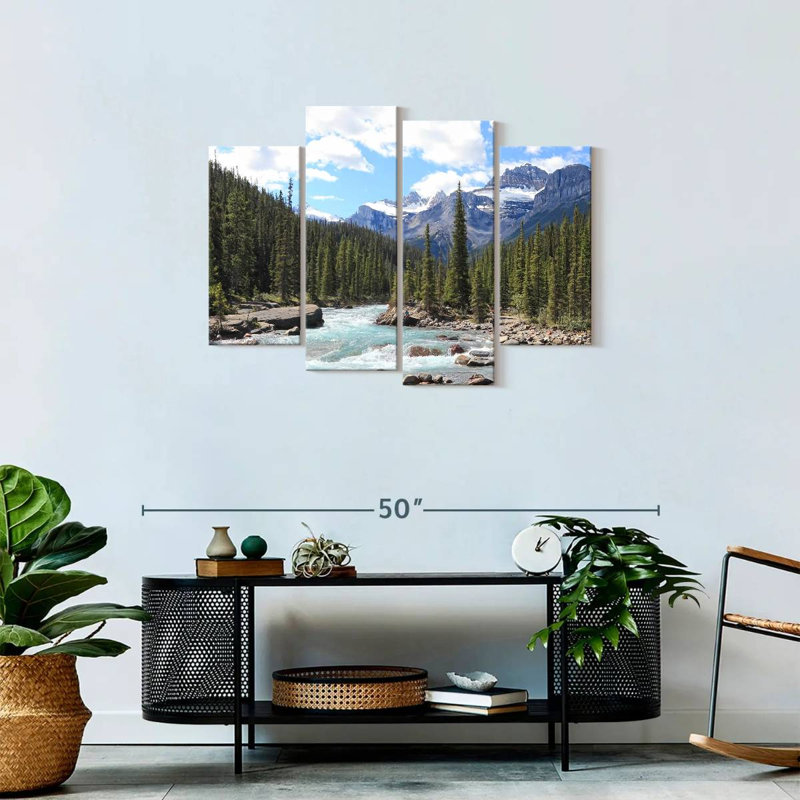 Rocky Mountains River, 4 pièces, H 27 po x l 43 po x P 1,25 po