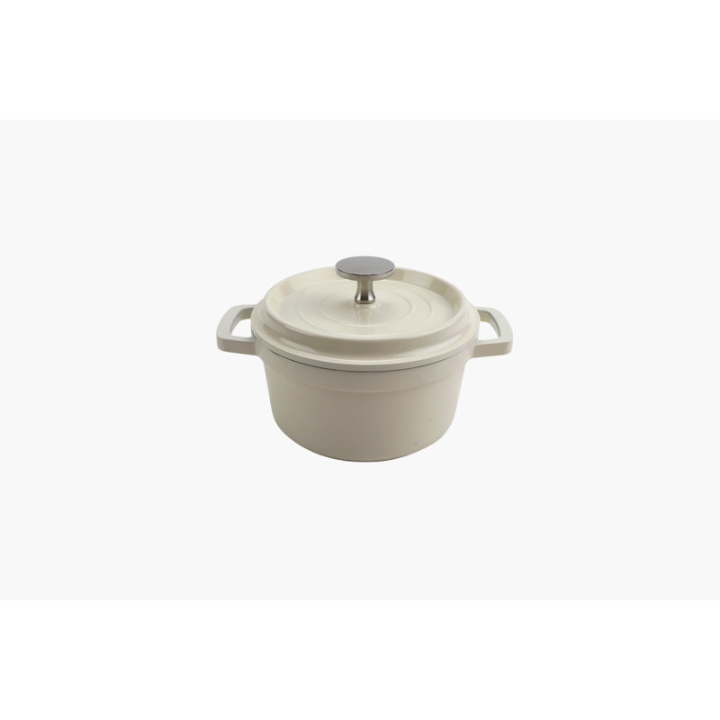 G.E.T. Non-Stick Cast Aluminum Round Braiser with Lid, White, 24 Qt.