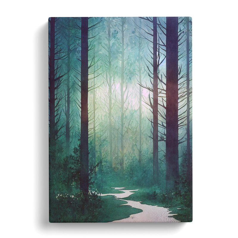 Forest Path Watercolour - Wrapped Canvas, 50cm H x 35cm W x 3cm D