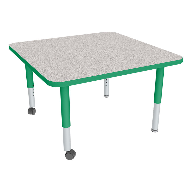 Table d'activités préscolaire à hauteur réglable avec roulettes, L 48 po x l 48 po, hauteur réglable: 15 à 23 po, Gris nebula