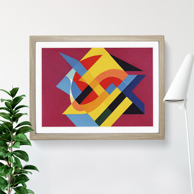 XH1022-8697X Supreme Abstract Art 1 Piece Single Picture Frame Wall Art, 46cm H x 64cm W x 2cm D, Oak
