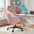 Swivel Arc Back Upholstered Vanity Chair With Tilt Function And Armrests-1014773728