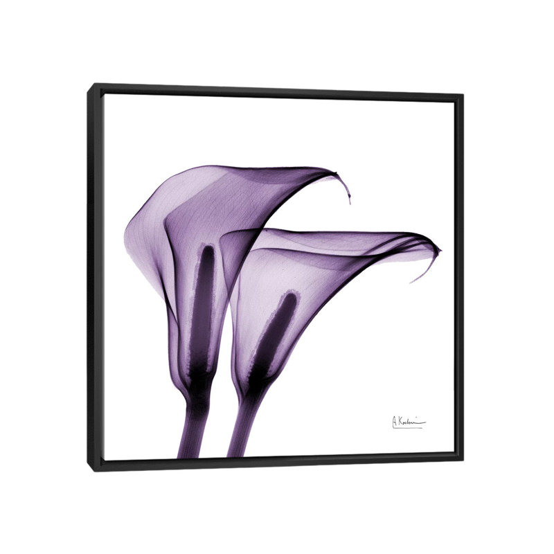 «Calla Lilies II», estampe numérique sur toile tendue, H 18 po x l 18 po x P 1,5 po, Toile avec cadre noir