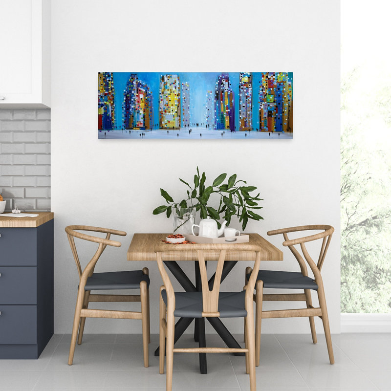Lumières de la ville moderne, architecture contemporaine abstraite, art mural, H 12 po x l 36 po