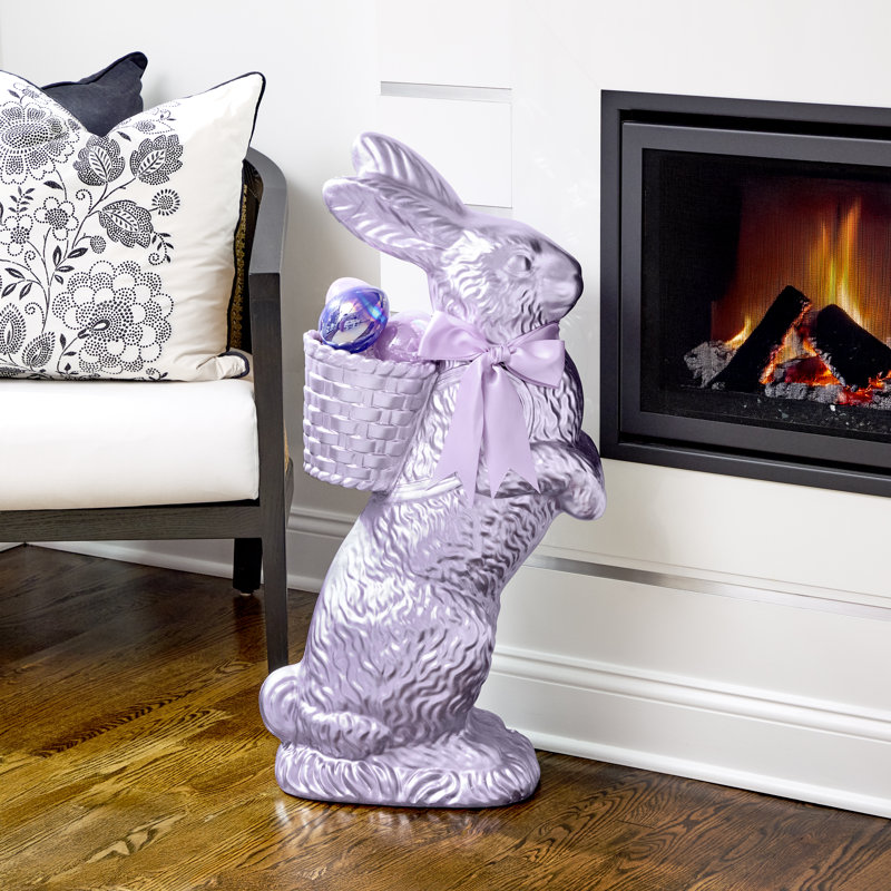 35" Resin Foiled Standing Chocolate Bunny