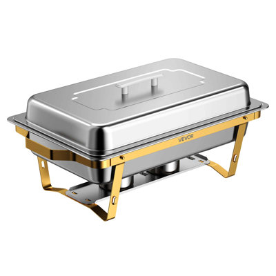 Chafing Dishes for Buffet Set, 9QT Stainless Steel Chafer, for Banquet Party Wedding, Rectangle Buffet Server and Warmer, with 1 Full & 2 Half Size Pans, Fuel Holder, Tong, Glass Pad