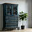Retro Pattern Solid Wood Blue Sideboard