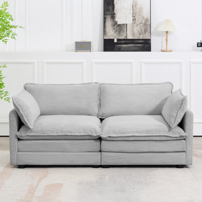 Redenius 76.8'' Upholstered Corduroy Reception Loveseat