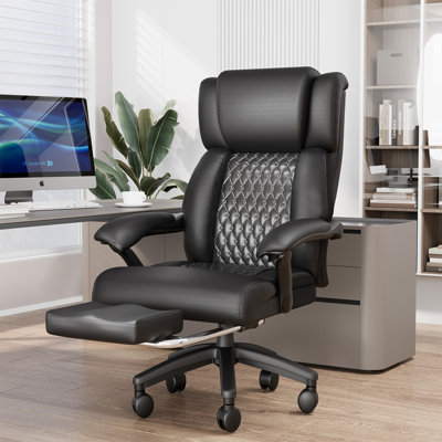 Chaise de bureau robuste de 500 lb avec support lombaire réglable, repose-pieds