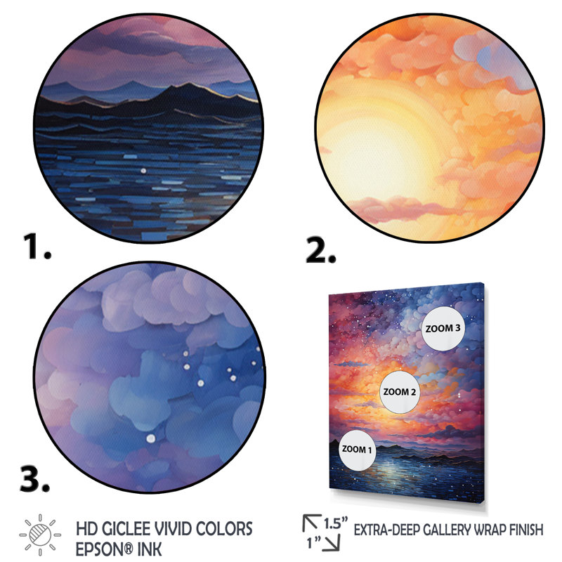«Colorful Colorful Photo Infinite Horizons I - Nautique et plage, art mural sur toile, Cadre flottant blanc