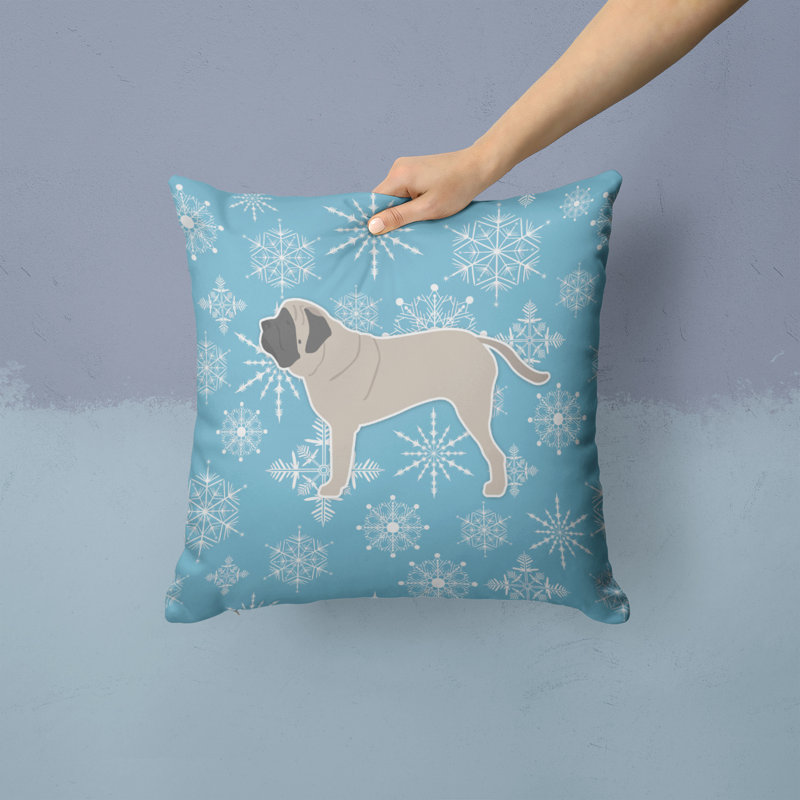 Coussin intérieur/extérieur en flocons d’hiver, H 14 po x l 14 po x P 3 po